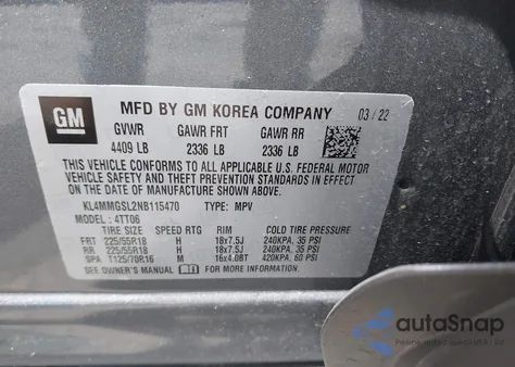 2022 Buick Encore Gx Awd Essence from USA, damaged, VIN KL4MMGSL2NB115470